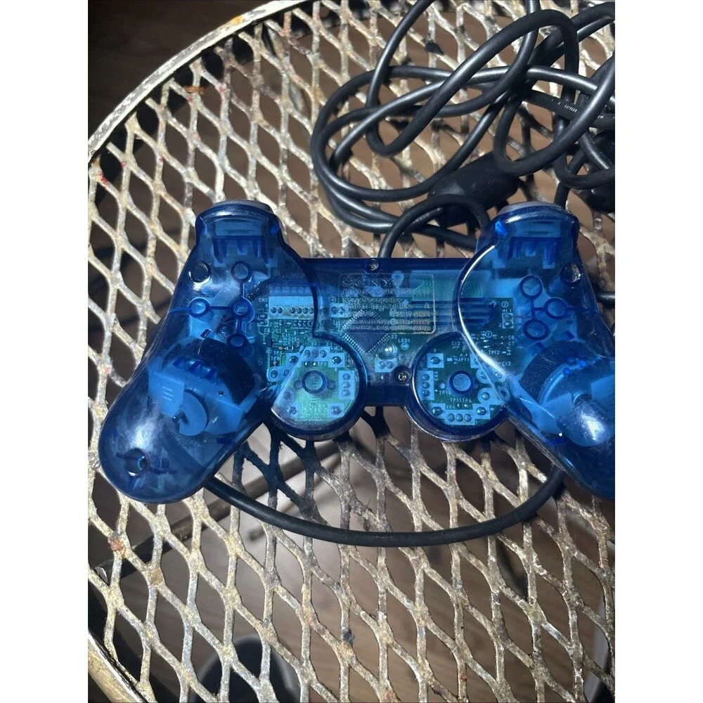 Sony PlayStation 2 PS2 Ocean Blue Clear Controller DualShock OEM SCPH-10010